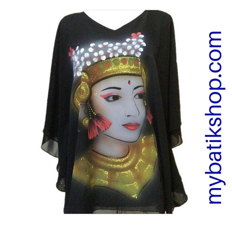 Handpainted Black Chiffon Blouse Dancer