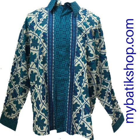 Batik for Men Long-sleeve Modern Print Blue