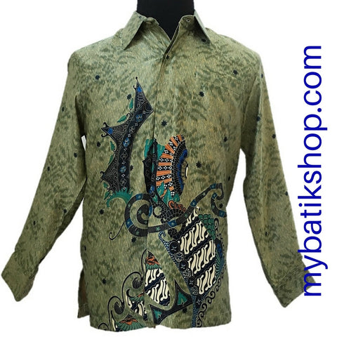 Batik for Men Silk Long-sleeve Light Green
