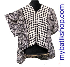 Batik Paris Top Black Checkers Oversize Short-sleeves