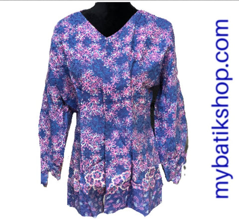 Batik for Ladies Lined Doby Blue Flower Blazer